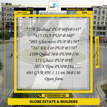 Residential Plot for Sale in Bahria Town, Lahore - (BP-294438)
