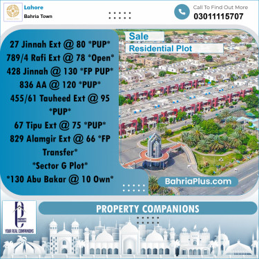 Residential Plot for Sale in Bahria Town, Lahore - (BP-294489)