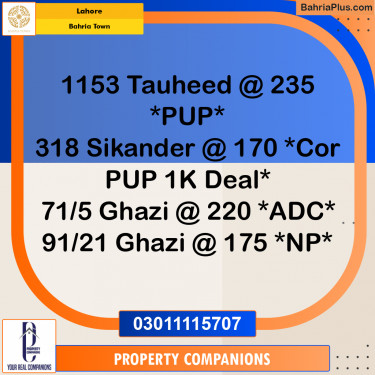 Residential Plot for Sale in Bahria Town, Lahore - (BP-294491)