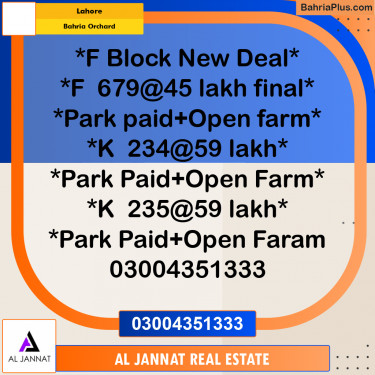 5 Marla Residential Plot for Sale in Bahria Orchard, Lahore - (BP-294503)