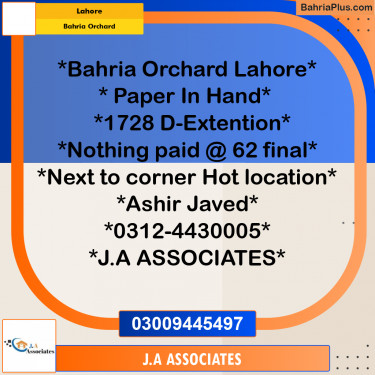8 Marla Residential Plot for Sale in Bahria Orchard, Lahore - (BP-294522)