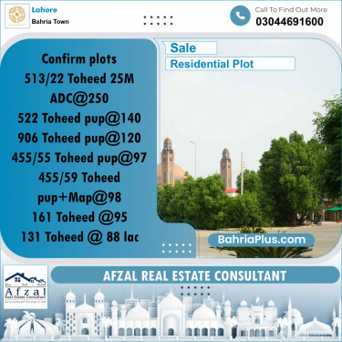 Residential Plot for Sale in Bahria Town, Lahore - (BP-294529)