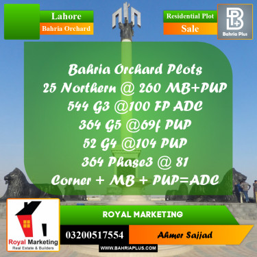 Residential Plot for Sale in Bahria Orchard, Lahore - (BP-294537)