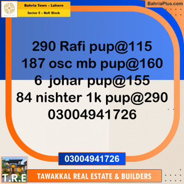 5 Marla Residential Plot for Sale in Sector E - Rafi Block -  Bahria Town, Lahore - (BP-294549)