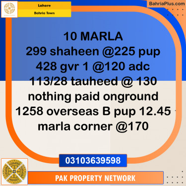 Residential Plot for Sale in Bahria Town, Lahore - (BP-294567)