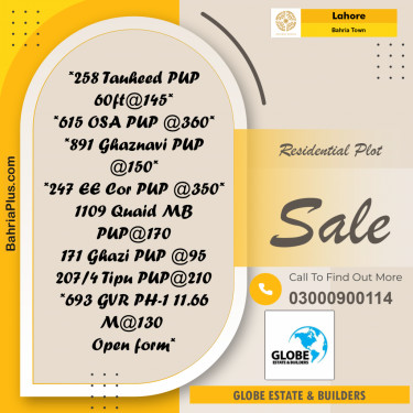 Residential Plot for Sale in Bahria Town, Lahore - (BP-294573)