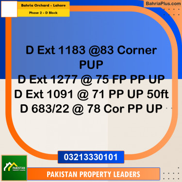 8 Marla Residential Plot for Sale in Phase 2 - D Block -  Bahria Orchard, Lahore - (BP-294614)