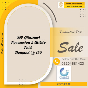 10 Marla Residential Plot for Sale in Sector F - Ghaznavi Block -  Bahria Town, Lahore - (BP-294638)