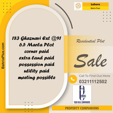 Residential Plot for Sale in Bahria Town, Lahore - (BP-294725)