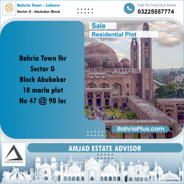 Residential Plot for Sale in Sector G - Abubakar Block -  Bahria Town, Lahore - (BP-294727)