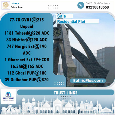 Residential Plot for Sale in Bahria Town, Lahore - (BP-294760)