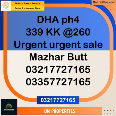 9 Marla Residential Plot for Sale in Sector C - Jasmine Block -  Bahria Town, Lahore - (BP-294802)