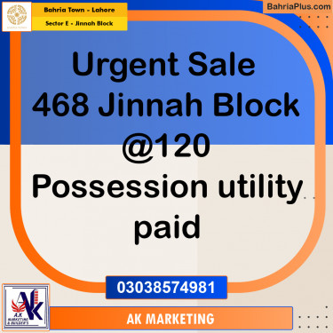 5 Marla Residential Plot for Sale in Sector E - Jinnah Block -  Bahria Town, Lahore - (BP-294845)