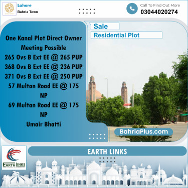 1 Kanal Residential Plot for Sale in Bahria Town, Lahore - (BP-294849)