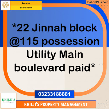 Residential Plot for Sale in Bahria Town, Lahore - (BP-294853)