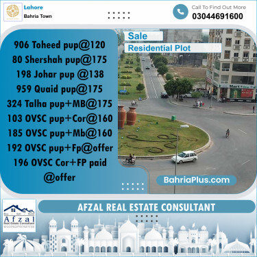 Residential Plot for Sale in Bahria Town, Lahore - (BP-294894)