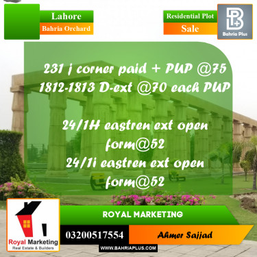 Residential Plot for Sale in Bahria Orchard, Lahore - (BP-294926)