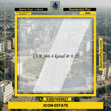 Residential Plot for Sale in Sector A - Canal View Residencia -  Bahria Town, Lahore - (BP-294961)