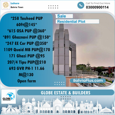 Residential Plot for Sale in Bahria Town, Lahore - (BP-295040)