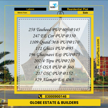 Residential Plot for Sale in Bahria Town, Lahore - (BP-295045)