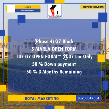 5 Marla Residential Plot for Sale in Bahria Orchard, Lahore - (BP-295089)