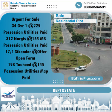10 Marla Residential Plot for Sale in Sector C - Nargis/Hussain Block -  Bahria Town, Lahore - (BP-295099)