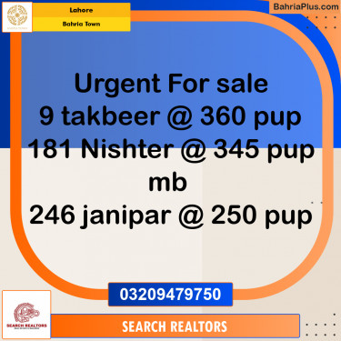 1 Kanal Residential Plot for Sale in Bahria Town, Lahore - (BP-295102)