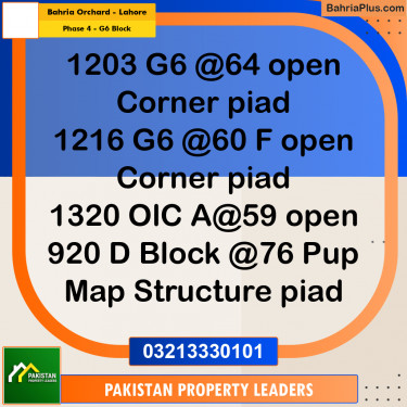 10 Marla Residential Plot for Sale in Phase 4 - G6 Block -  Bahria Orchard, Lahore - (BP-295120)