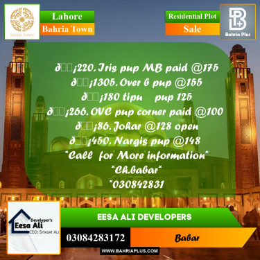 Residential Plot for Sale in Bahria Town, Lahore - (BP-295122)