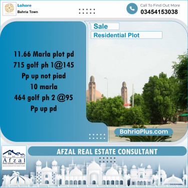 Residential Plot for Sale in Bahria Town, Lahore - (BP-295163)