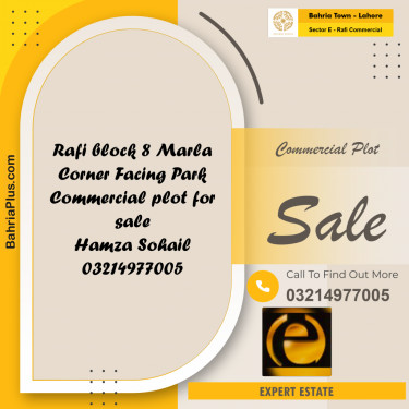 8 Marla Commercial Plot for Sale in Sector E - Rafi Commercial -  Bahria Town, Lahore - (BP-295164)