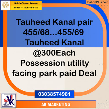 1 Kanal Residential Plot for Sale in Sector F - Tauheed Block -  Bahria Town, Lahore - (BP-295172)