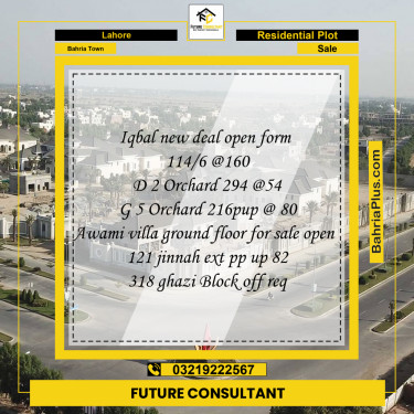 10 Marla Residential Plot for Sale in Bahria Town, Lahore - (BP-295195)