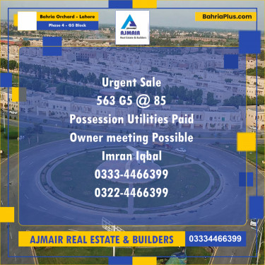 10 Marla Residential Plot for Sale in Phase 4 - G5 Block -  Bahria Orchard, Lahore - (BP-295228)