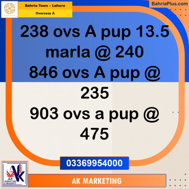 13.5 Marla Residential Plot for Sale in Overseas A -  Bahria Town, Lahore - (BP-295244)