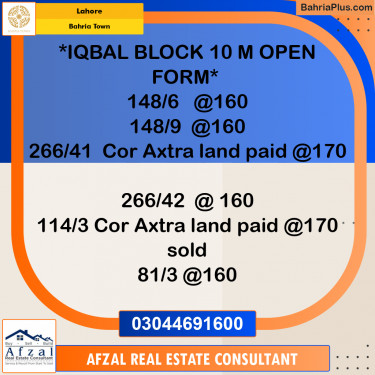 Residential Plot for Sale in Bahria Town, Lahore - (BP-295251)