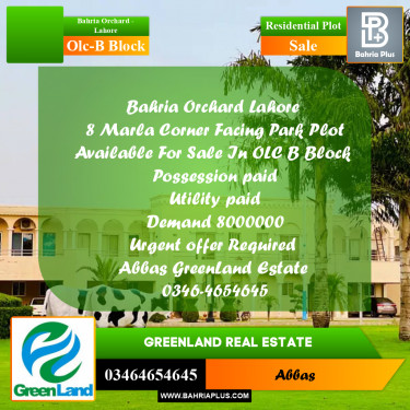 8 Marla Residential Plot for Sale in OLC-B Block -  Bahria Orchard, Lahore - (BP-295280)