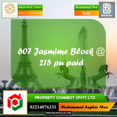 10 Marla Residential Plot for Sale in Sector C - Jasmine Block -  Bahria Town, Lahore - (BP-295385)