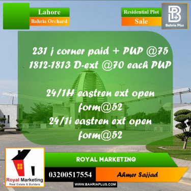 Residential Plot for Sale in Bahria Orchard, Lahore - (BP-295397)