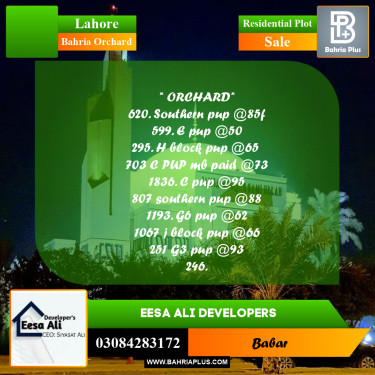 Residential Plot for Sale in Bahria Orchard, Lahore - (BP-295415)