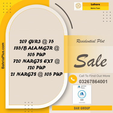 Residential Plot for Sale in Bahria Town, Lahore - (BP-295449)