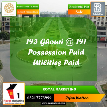 10 Marla Residential Plot for Sale in Sector B - Ghouri Block -  Bahria Town, Lahore - (BP-295454)