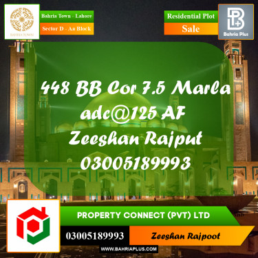 Residential Plot for Sale in Sector D - AA Block -  Bahria Town, Lahore - (BP-295470)
