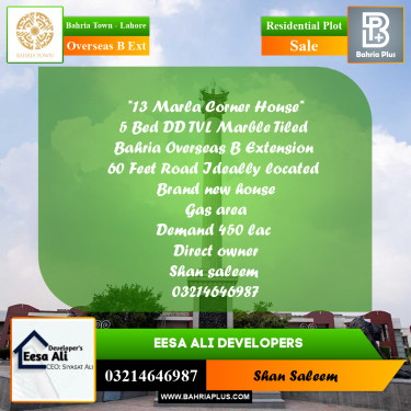 10 Marla Residential Plot for Sale in Overseas B Ext -  Bahria Town, Lahore - (BP-295475)