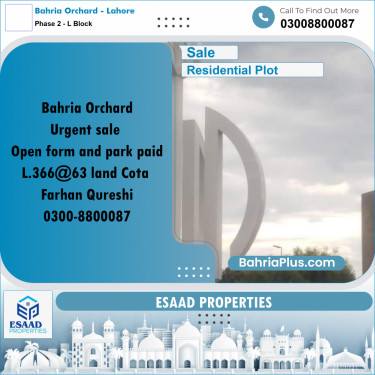 5 Marla Residential Plot for Sale in Phase 2 - L Block -  Bahria Orchard, Lahore - (BP-295502)