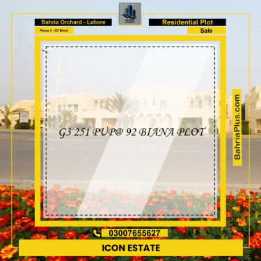 Residential Plot for Sale in Phase 4 - G3 Block -  Bahria Orchard, Lahore - (BP-295621)