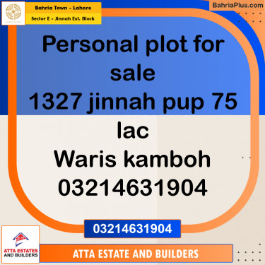 5 Marla Residential Plot for Sale in Sector E - Jinnah Ext. Block -  Bahria Town, Lahore - (BP-295657)