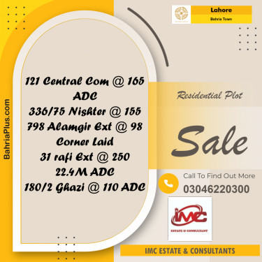 Residential Plot for Sale in Bahria Town, Lahore - (BP-295694)