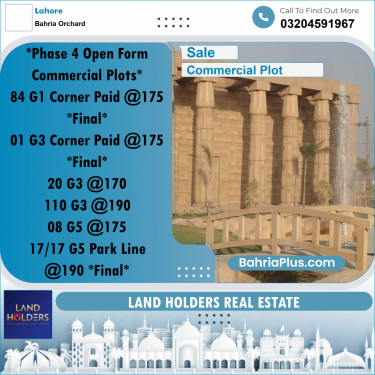 5 Marla Commercial Plot for Sale in Bahria Orchard, Lahore - (BP-295772)