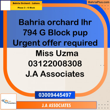 5 Marla Residential Plot for Sale in Phase 2 - G Block -  Bahria Orchard, Lahore - (BP-295844)